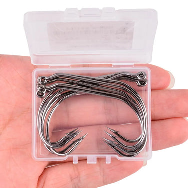 10pcs/box Fishing Hooks Soft Lure Worm Fish hook Black High Carbon Steel Wide Crank Fishing Hook Tackle 1/0-5/0# Pesca Fishhook
