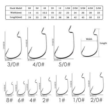 10pcs/Box Fishing Soft Worm Hooks High Carbon Steel Wide Super Lock Fishhooks Lure Softjerk Hooks 8#-5/0 Fishing Tackle