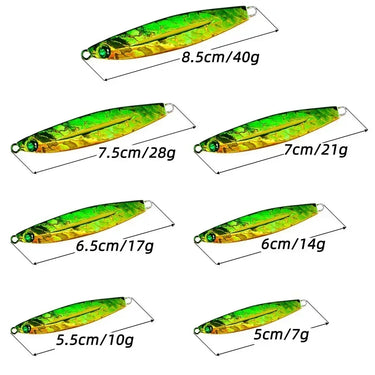Metal Cast Jig Spoon 7g-10g-14g-17g-21g-28g-40g Casting Jigging Fish Sea Bass Fishing Lure Tackle