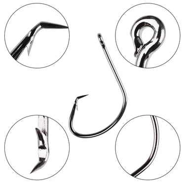 20pcs/box Fishing Hooks Set High Carbon Steel Octopus Offset Sport Circle Pesca Bait Fishing Hook Kit With Barbed Box Tackle