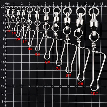 20/50pcs Stainless Steel Fishing Ball Bearing Swivel Durable Coast Lock Connector for Saltwater and Freshwater Fishing Connector