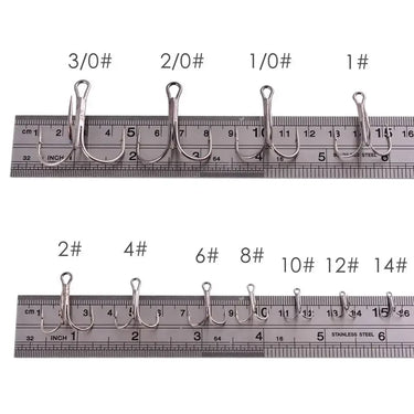 10Pcs 1# 2# 4# 6# 8# 10# Black Fishing Hook High Carbon Steel Treble Overturned Hooks Fishing Tackle Round Bend Treble For Bass