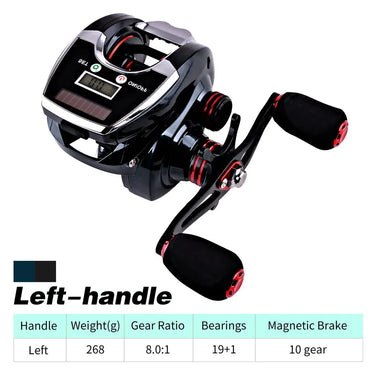 Digital Display Electronic Fishing Reel 8.0:1 High Speed Ratio Low Profile Line Counter Baitcasting Reel Fishing Tools