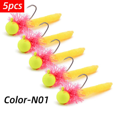 5Pcs Bucktail Teasers Fishing Hooks High Carbon Steel Steelhead Minnow Fly Fishing Flies Lure for Salmon Trout Bass