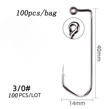 100pcs 7150 Jig Hooks V Bend High Carbon Steel Black Nickle for DIY Jigs Fishing Hooks 6/0 5/0 4/0 3/0 2/0 1/0