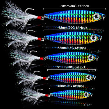 Shore Cast Metal Jig Spoon Fishing Lures 7g 10g 15g 20g 30g Jigging Super hard Lead Baits Fish sea Baits with Hooks
