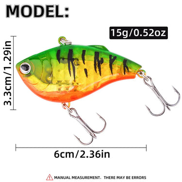 VIB Fishing Lures 15g 6cm Artificial Hard Bait  Sinking Crankbait Wobber Fishing Tackle with Treble Hooks
