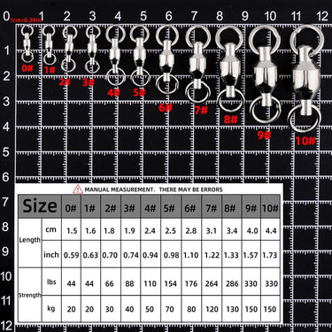 20/50pack Ball Bearing Swivel Solid Rings Stainless Steel Fishing Connector Freshwater Saltwater Fishing For Trolling Bait Lure