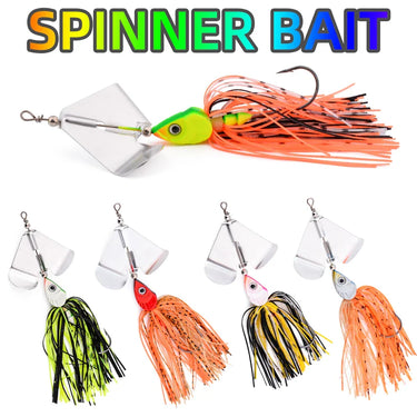 Fishing Lures 10g 14g Blade Metal Bait With Rubber Skirt Artificial Wobbler Buzzbait Jigging Lure Spinner Spoon For Pike