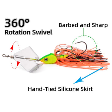 Fishing Lures 10g 14g Blade Metal Bait With Rubber Skirt Artificial Wobbler Buzzbait Jigging Lure Spinner Spoon For Pike
