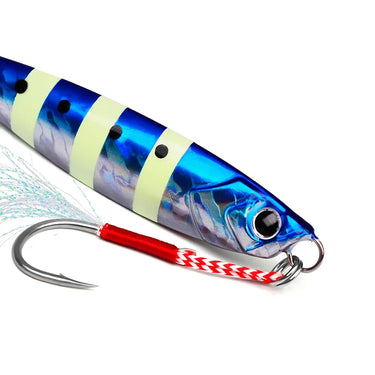 20pcs/Lot Fishing Lure Slow Jigging Fishing Cast Jigs Assist Hook Barbed Single Jig Hooks Thread Feather Pesca High Carbon Steel
