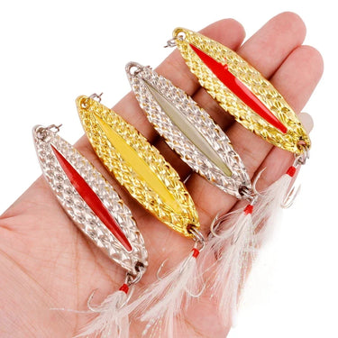 Luminous Metal Spinner Spoon Fishing Lure Hard Baits Sequins Noise Paillette with Feather Treble Hook Fishing Tackle 2.5g-20g