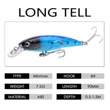 Laser Minnow Fishing Lure 9CM 7.5G Pesca Hooks Fish Wobbler Tackle Crankbait Artificial Hard Bait Swimbait