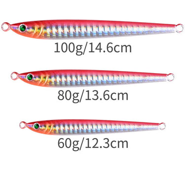 Slower Long Metal Jig Fishing Lure With Hook Slow Cast Jigging Spoon  60G 80G 100G Artificial Shore Metal Bait Sea Tackle