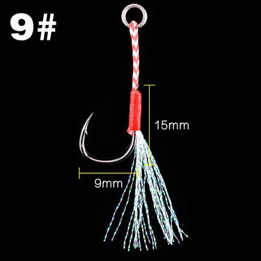 20pcs/Lot Fishing Lure Slow Jigging Fishing Cast Jigs Assist Hook Barbed Single Jig Hooks Thread Feather Pesca High Carbon Steel