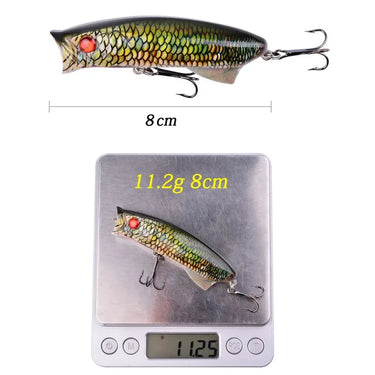 Fishing Lures Topwater 3D Printed Popper Bait 78mm 11.5g Hard Bait Artificial Wobblers Plastic Fishing Tackle with 6# Hooks