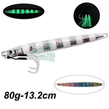 Metal Fishing Jigs With Black hook 80g Jigbait Shore Cast Decoys Metal Bait Artificial Lurescial Metal Jigs Lures