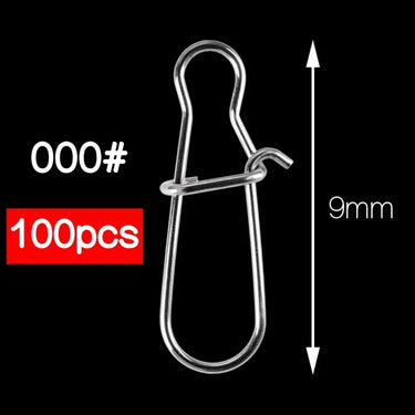 100pcs Stainless Steel Fishing Connector Fast Clip Lock Snap Swivel Solid Rings Safety Snaps Fishing Hook Tool Snap