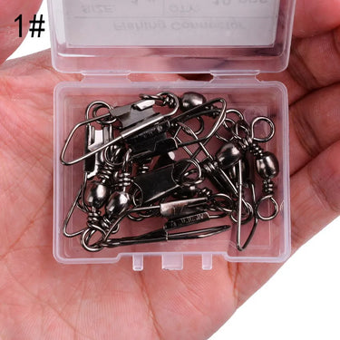 10Pcs/ Box Brass Barrel Fishing Swivels Solid Rings Fishing Pin Line Connector Fishhook with Interlock Snap Swivel Tackle Tool