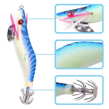 Hard Fishing Bait Fishing Lure Lead Sinker Squid Jig Hook Wooden Shrimp Artificial Fishing Lures Octopus Cuttlefish Shrimp