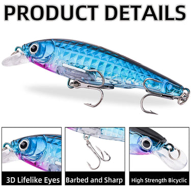 Minnow Sound Bead Fishing Lures 9cm Artificial Bait Good Action Wobblers High Quality Hard Baits Sea Bass