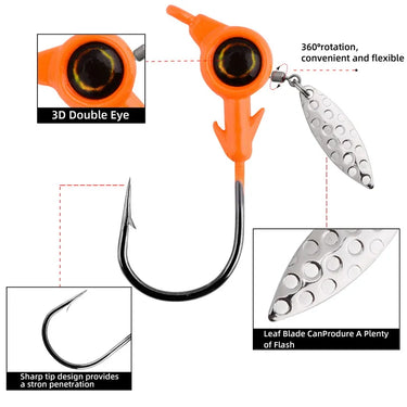 5pcs/bag 3.5g/5g/7g/10g Jig Heads Freshwater Fishing Lures Jig Head with Eye Ball Painted Hooks Fishing Jigs for Bass