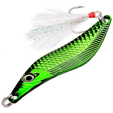 Metal Spinner Spoon Fishing Lure VIB Vibration Sequins Jigs Wobblers Artificial Baits With Feather Hook For Bass Trout Bait