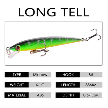 9cm 6g Minnow Fishing Lures Wobbler Hard Baits Crankbaits ABS Swimbait  Artificial Lure for Bass Pike Fishing Tackle