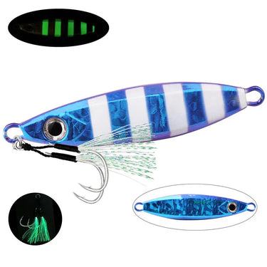 Metal Jig Fishing Lure Micro Jigging Lures 40g 60g 80g Sinking Wobblers Jigs for Sea Fishing Lure Luminous Artificial Hard Bait