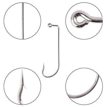 10pcs/box 90 Degree Jig Fly Fishhook Tying Strong Wire Fish Hook Size 2 1 1/0-5/0 Aberdeen Jig Fishing For Sea Fishing Hooks