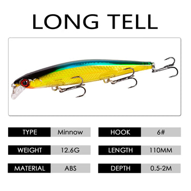 11cm 12.9g Minnow Fishing Lure Laser Hard Artificial Bait 3D Eyes Fishing Wobblers Pike Carp Bait Crankbaits Fishing Tackle