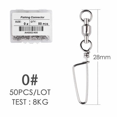 50pcs Fishing Swivels Connector Ball Bearing Rolling Swivel 0#-6# for Fishhook Lure Carp Fishing Accessories