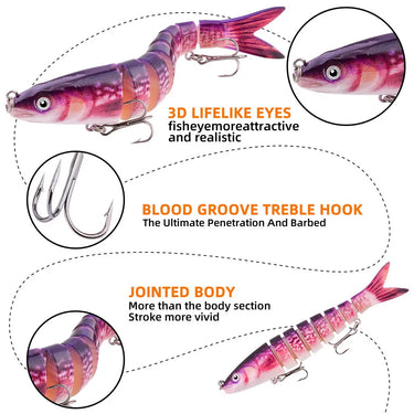 8 Segment Multi Jointed Swimbait Crank Bait Slow Sinking Bionic Artificial Bait Freshwater Saltwater Trout Bass Accessories