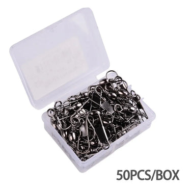 10/50pcs Rolling Swivel Fishing Connector Pin Bearing Interlock Snap14#-3/0# Fishhooks Lures Carp Fishing Accessories