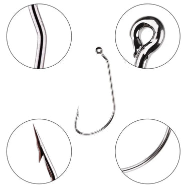 10pcs/box Fishing Hooks Soft Lure Worm Fish hook Black High Carbon Steel Wide Crank Fishing Hook Tackle 1/0-5/0# Pesca Fishhook