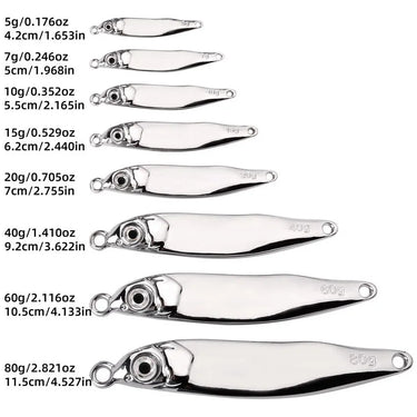 Fishing Biats Metal Spoon Lure Silver Gold 5g - 80g Metal Baits Spoon Fishing Lure Sequins Tackle