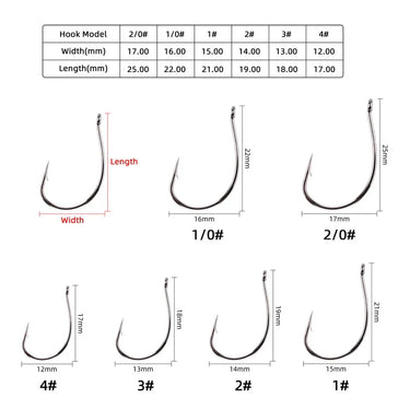50pcs/box Fishing Hooks 8003 High Carbon Steel Wacky Weedless Worm Wide Gap Fishing Hooks for Bass Fishing Soft Worm