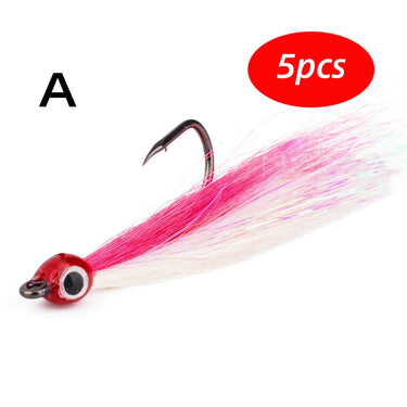 5Pcs Bucktail Teasers Fishing Hooks High Carbon Steel Steelhead Minnow Fly Fishing Flies Lure for Salmon Trout Bass