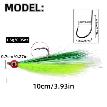 5Pcs Bucktail Teasers Fishing Hooks High Carbon Steel Steelhead Minnow Fly Fishing Flies Lure for Salmon Trout Bass