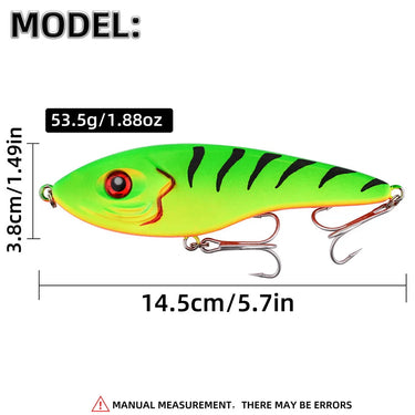Big VIB Fishing Lure Jerkbait Pencil Crankbait 145mm/53g Slow Sinking Vibration Artificial Hard Baits for Pike