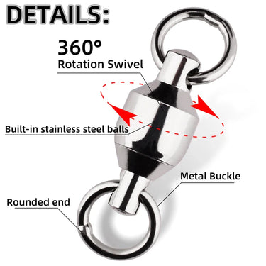 20/50pack Ball Bearing Swivel Solid Rings Stainless Steel Fishing Connector Freshwater Saltwater Fishing For Trolling Bait Lure