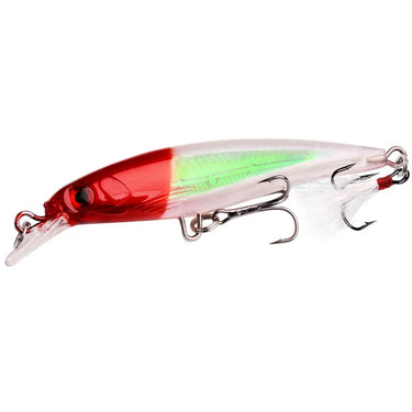 3D Bionic Minnow Fishing Lure with Laser Eyes 9cm/3.54inch, 7g, Artificial Hard Bait with Feather Treble Hook Perfect for Fish