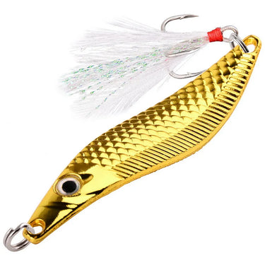 Metal Spinner Spoon Fishing Lure VIB Vibration Sequins Jigs Wobblers Artificial Baits With Feather Hook For Bass Trout Bait