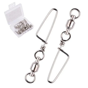 10pcs 0-6# Fishing Accessories Eight-ring Connector Stainless Steel Snap Fishhook Swivels Tackle for Hooks Fishing with box