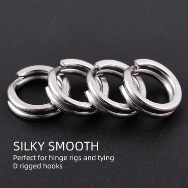 50pcs/box Stainless Steel Split Ring Fishing Double Oval Split Ring Solid Ring Accessories For Fishing Hook Snap Lure Swivel