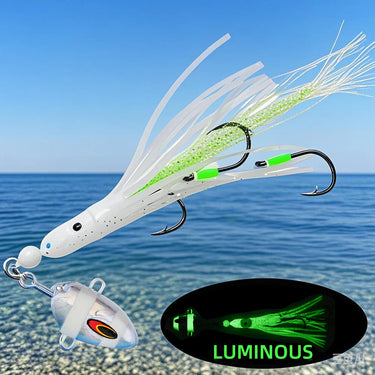 Jig Lures 100g-300g Slow Metal Jig Luminous Squid Hook Sinking Saltwater Spinning Fishing for Marlin Snapper Grouper