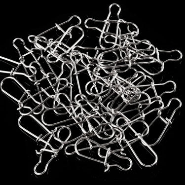 100pcs Stainless Steel Fishing Connector Fast Clip Lock Snap Swivel Solid Rings Safety Snaps Fishing Hook Tool Snap
