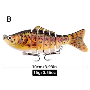 Wobbler Fishing Lure 10cm 16g 3D Eyes 7-Segment Lifelike Fishing Hard Lure Crankbait With 2 Hook Fishing Baits