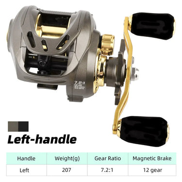 7.2:1 Fishing Baitcasting Reel Lightweight Baitcasting Reel Heat Resistant Metal Rocker Arm Adjustable Brake Outdoor Accessories
