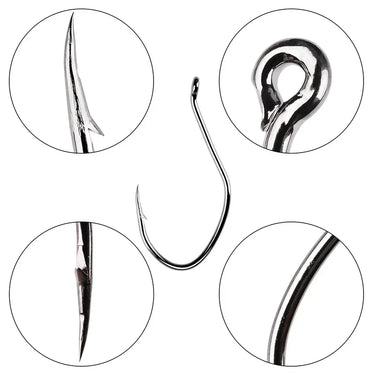 10pcs/box Fishing Hooks with Barbs, Corrosion-resistant and High-quality Carbon Steel Fishhooks, Multi Size Fishing Hooks Set